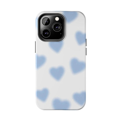 Blue-Blurry Hearts Tough iPhone Cases