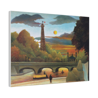 Henri Rousseau's Seine and Eiffel-tower in the sunset (1910) famous painting - Matte Canvas, Stretched, 0.75"