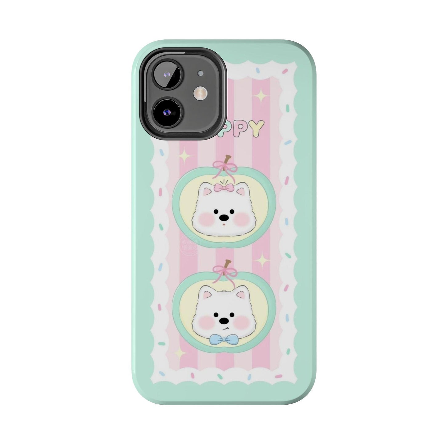 Cute Puppy Pink and Green Tough iPhone Cases