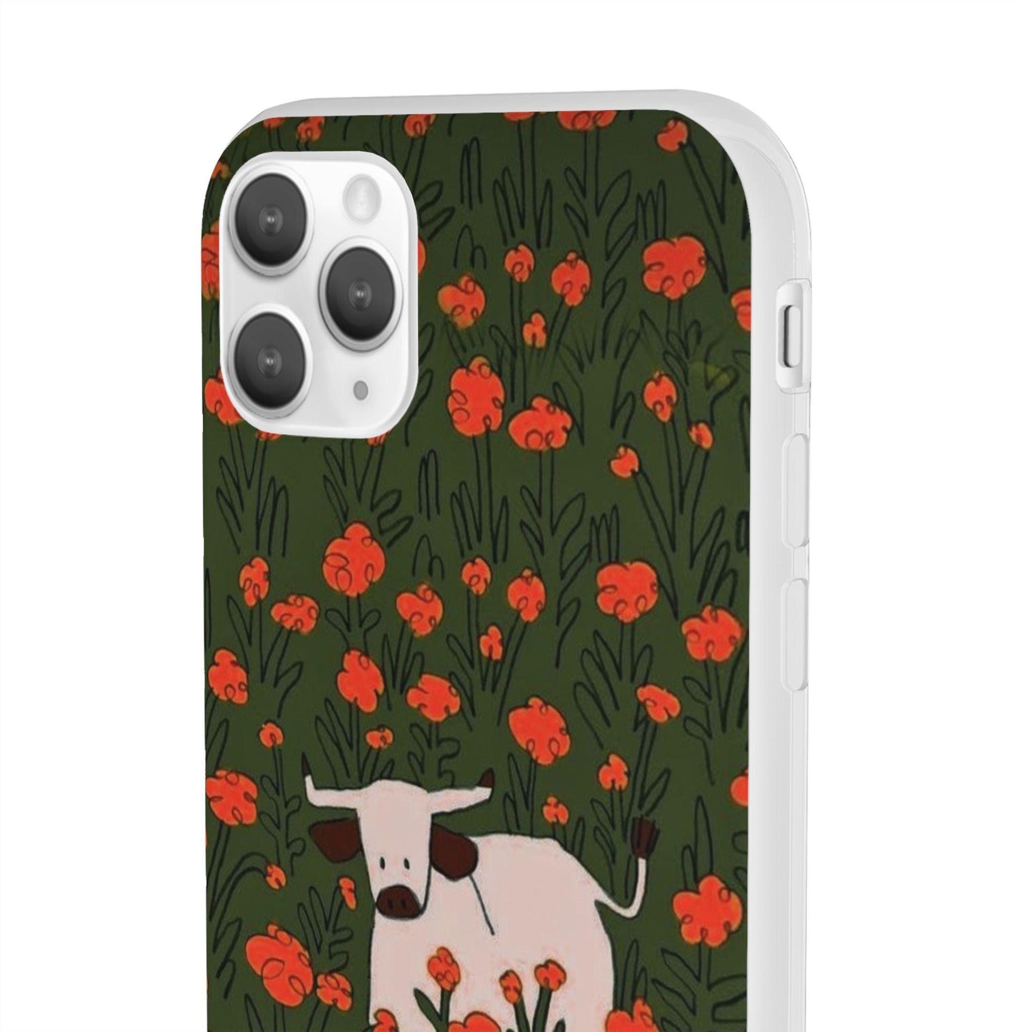 Cow in Flower Field - Flexi iPhone Cases