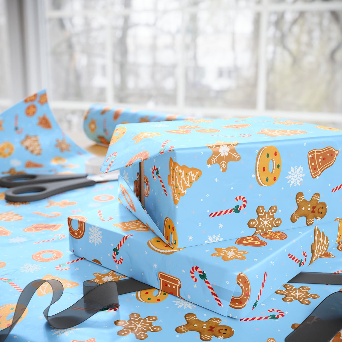 The Cookie Wonderland Blue Wrapping Paper Roll