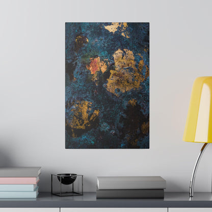 Blue Gold Abstract Painting - Matte Canvas, Stretched, 0.75"