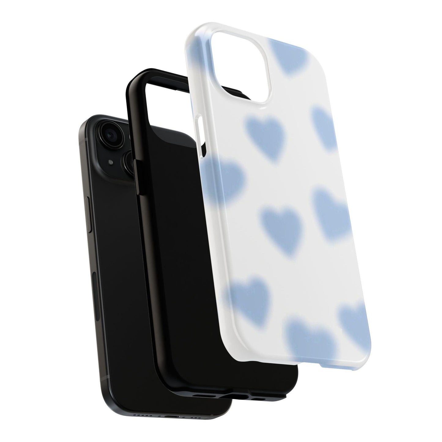 Blue-Blurry Hearts Tough iPhone Cases