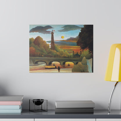 Henri Rousseau's Seine and Eiffel-tower in the sunset (1910) famous painting - Matte Canvas, Stretched, 0.75"