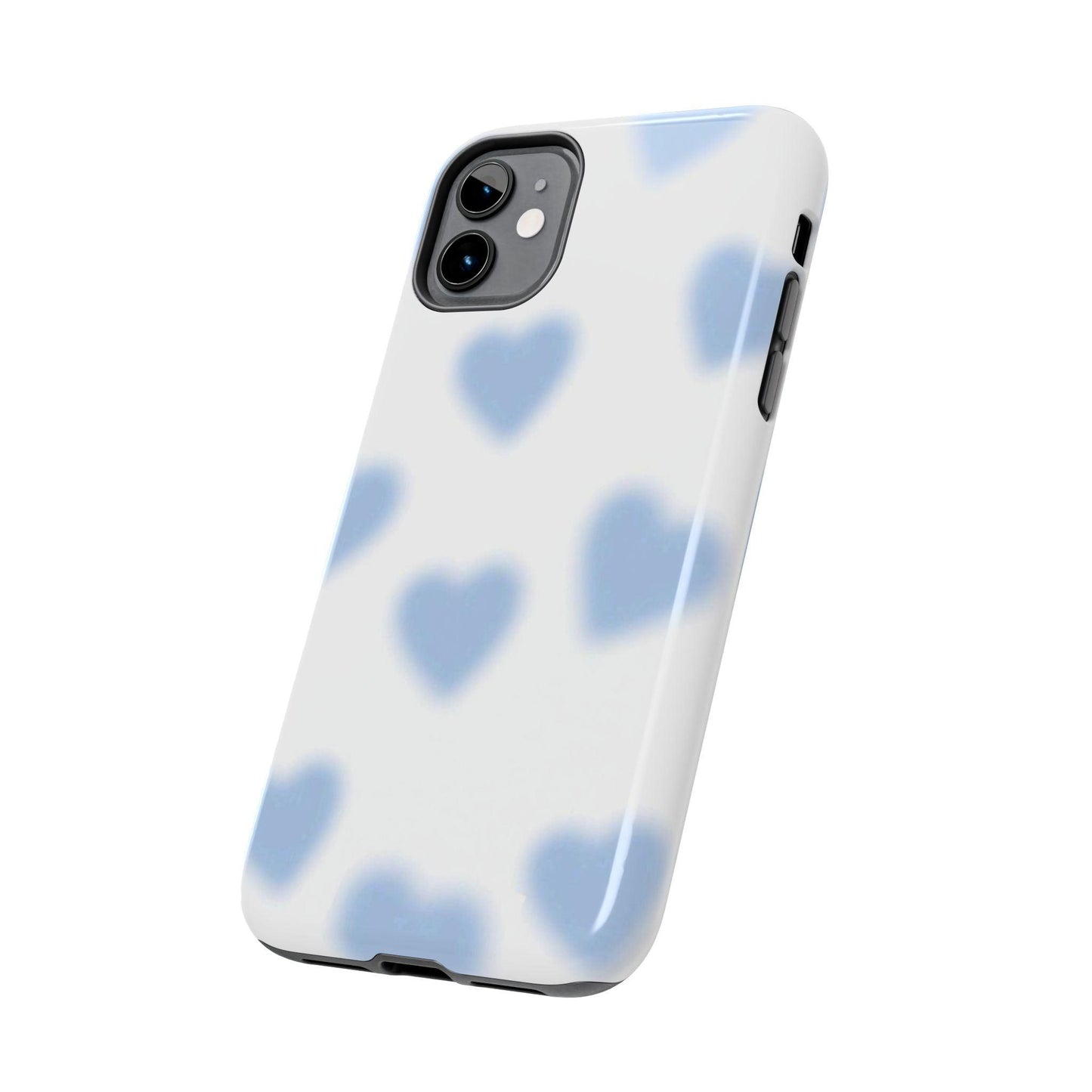 Blue-Blurry Hearts Tough iPhone Cases