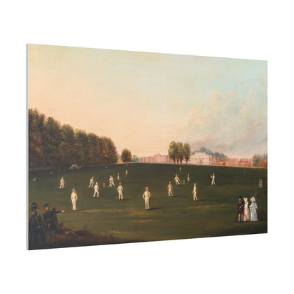 First Grand Match of Cricket Played by Members of the Royal Society on Hampton Court painting by HJ Aveling on a Matte Canvas Stretched 0.75