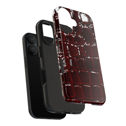 Croc Print Cherry Red Tough Phone Case – Luxe Protection with Bold Style