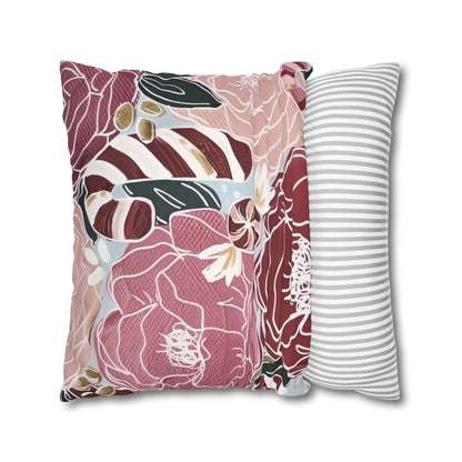 Candy Canes and Flowers Cushion Covers - Spun Polyester Square Pillowcase