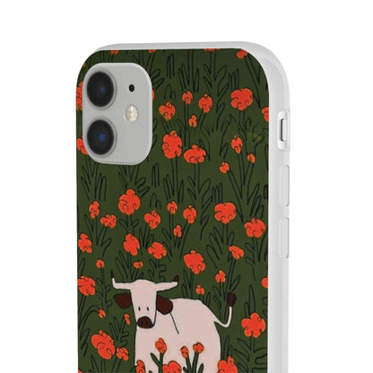 Cow in Flower Field - Flexi iPhone Cases