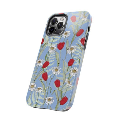 Blooms on Blue Tough iPhone Cases