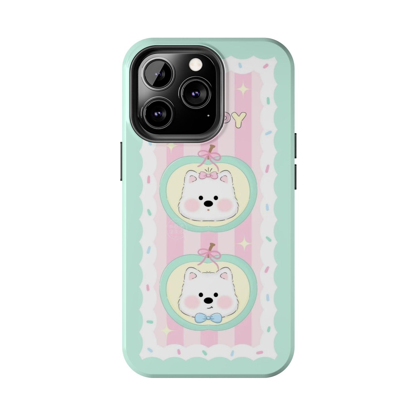 Cute Puppy Pink and Green Tough iPhone Cases