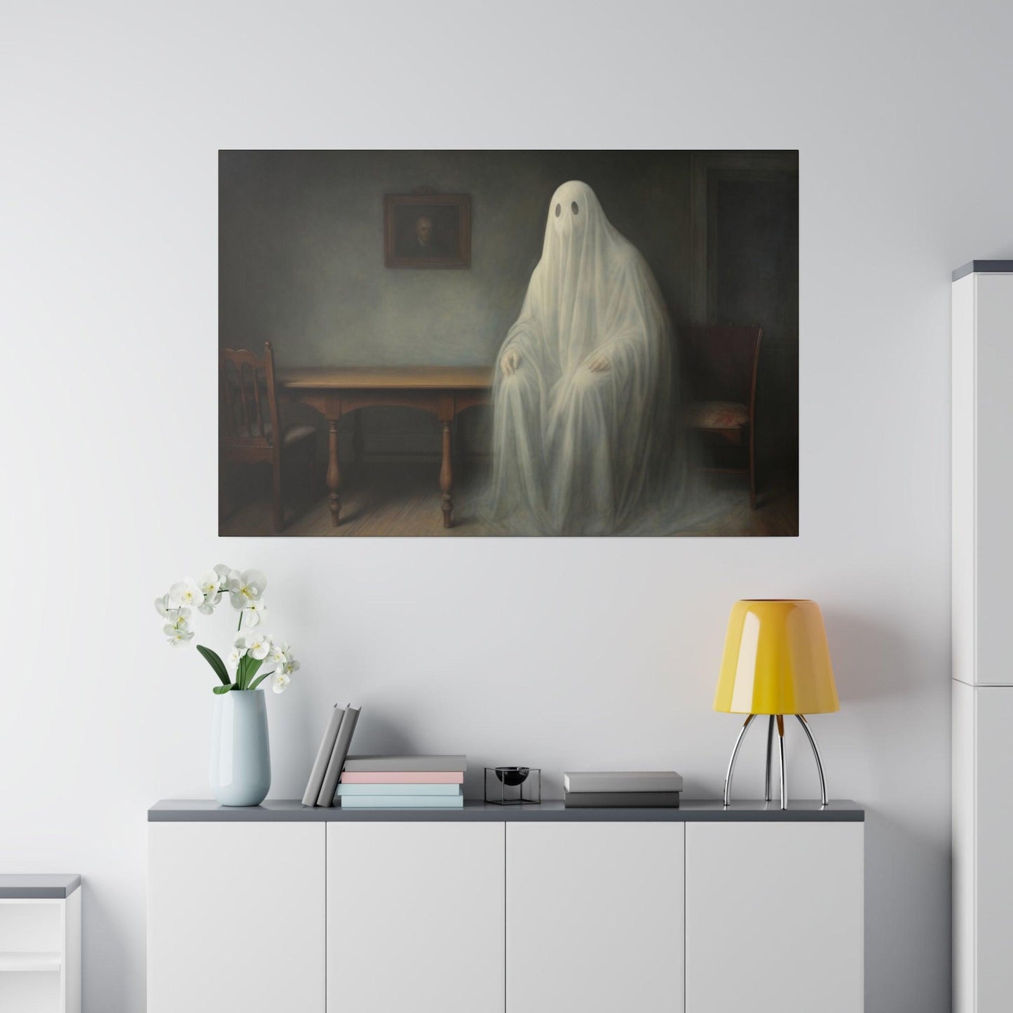 Ghost in the living room painting art furniture - Matte Canvas, Stretched, 0.75"