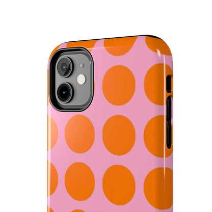 Orange Dots on Pink Tough Phone Cases