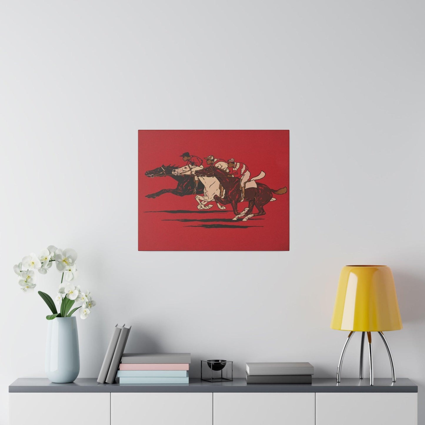 The Runners (1900), vintage horse racing illustration - Matte Canvas, Stretched, 0.75"