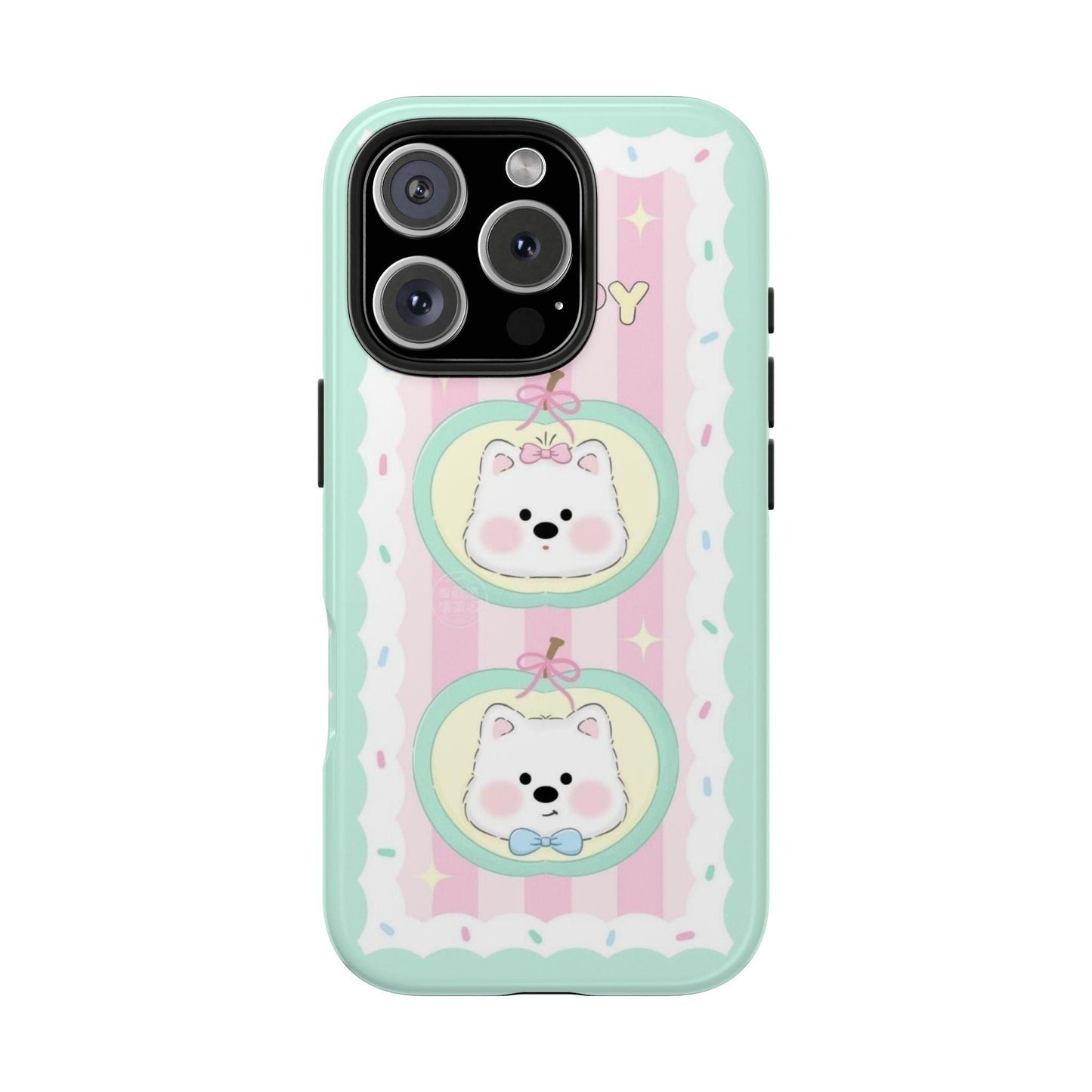 Cute Puppy Pink and Green Tough iPhone Cases