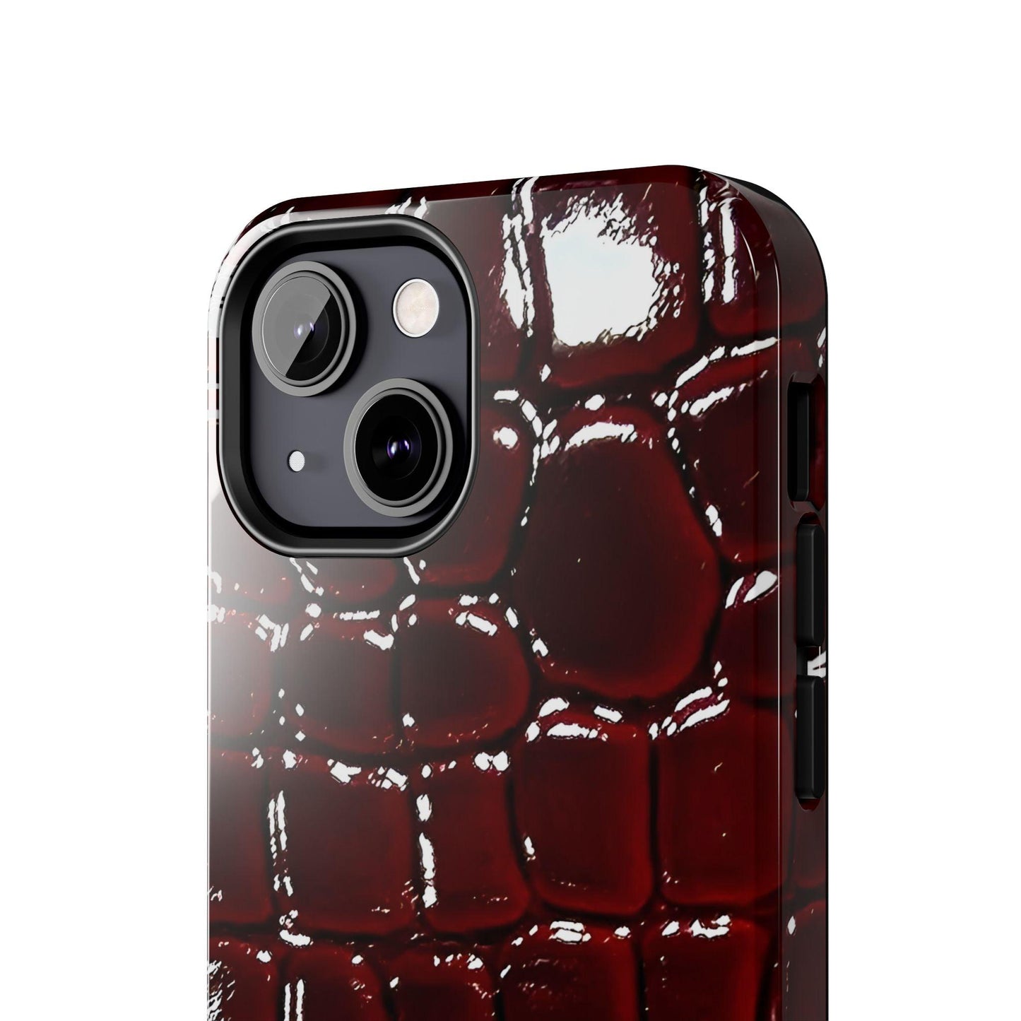 Croc Print Cherry Red Tough Phone Case – Luxe Protection with Bold Style