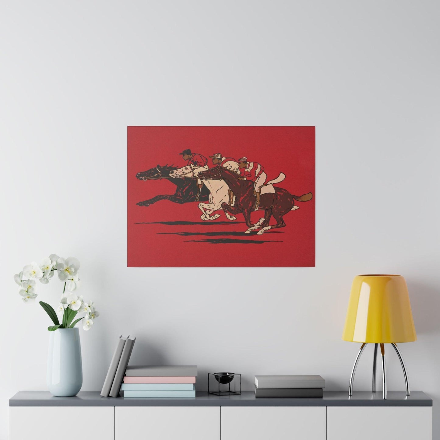 The Runners (1900), vintage horse racing illustration - Matte Canvas, Stretched, 0.75"