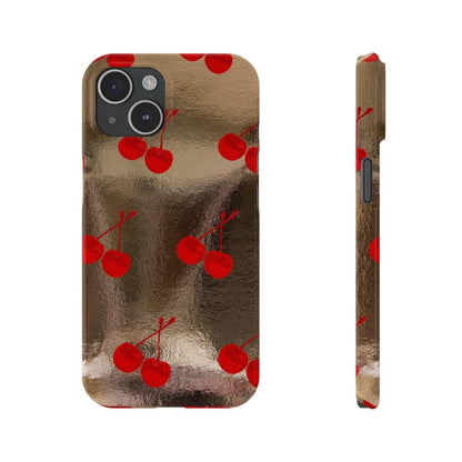 Golden Cherry Bliss Slim iPhone Cases