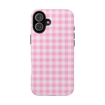 Pink Gingham Tough iPhone Cases