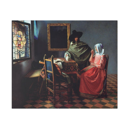 The Wine Glass by Johannes Vermeer circa 1658 to 1660 famous painting on a Matte Canvas Stretched 0.75