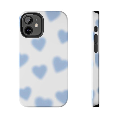 Blue-Blurry Hearts Tough iPhone Cases