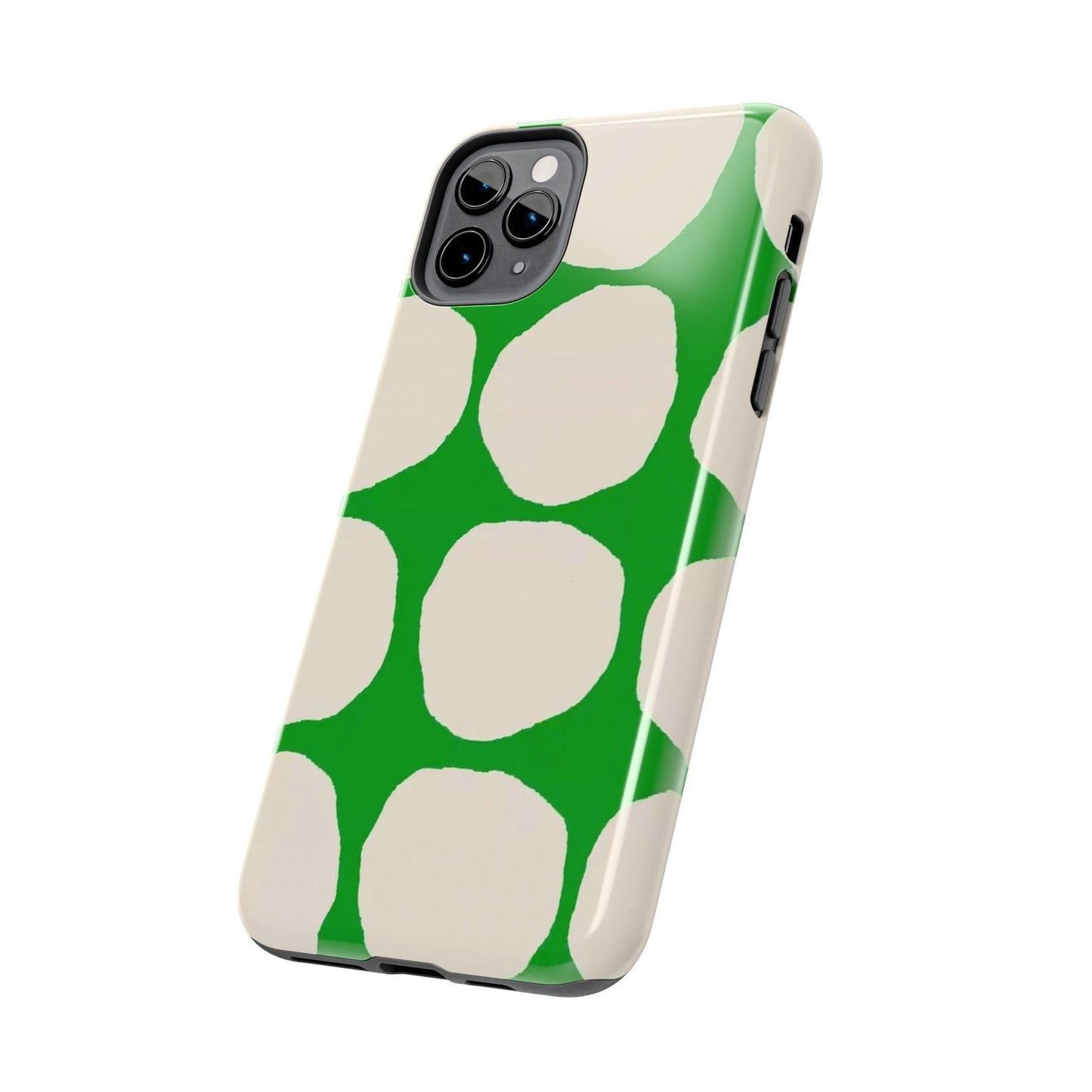 Green Scape with Beige Dots Tough iPhone Cases