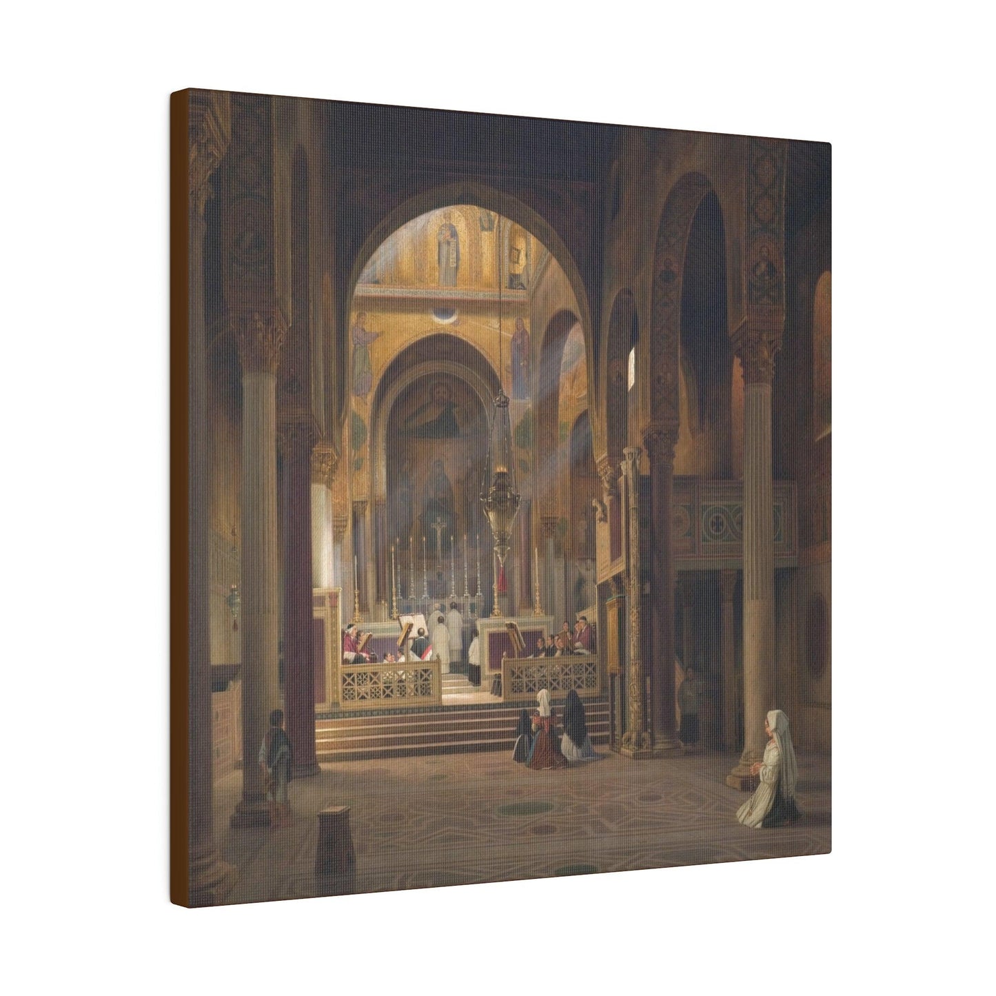 Interior of the Capella Palatina in Palermo Italy by Martinus Rørbye  on a Matte Canvas Stretched 0.75