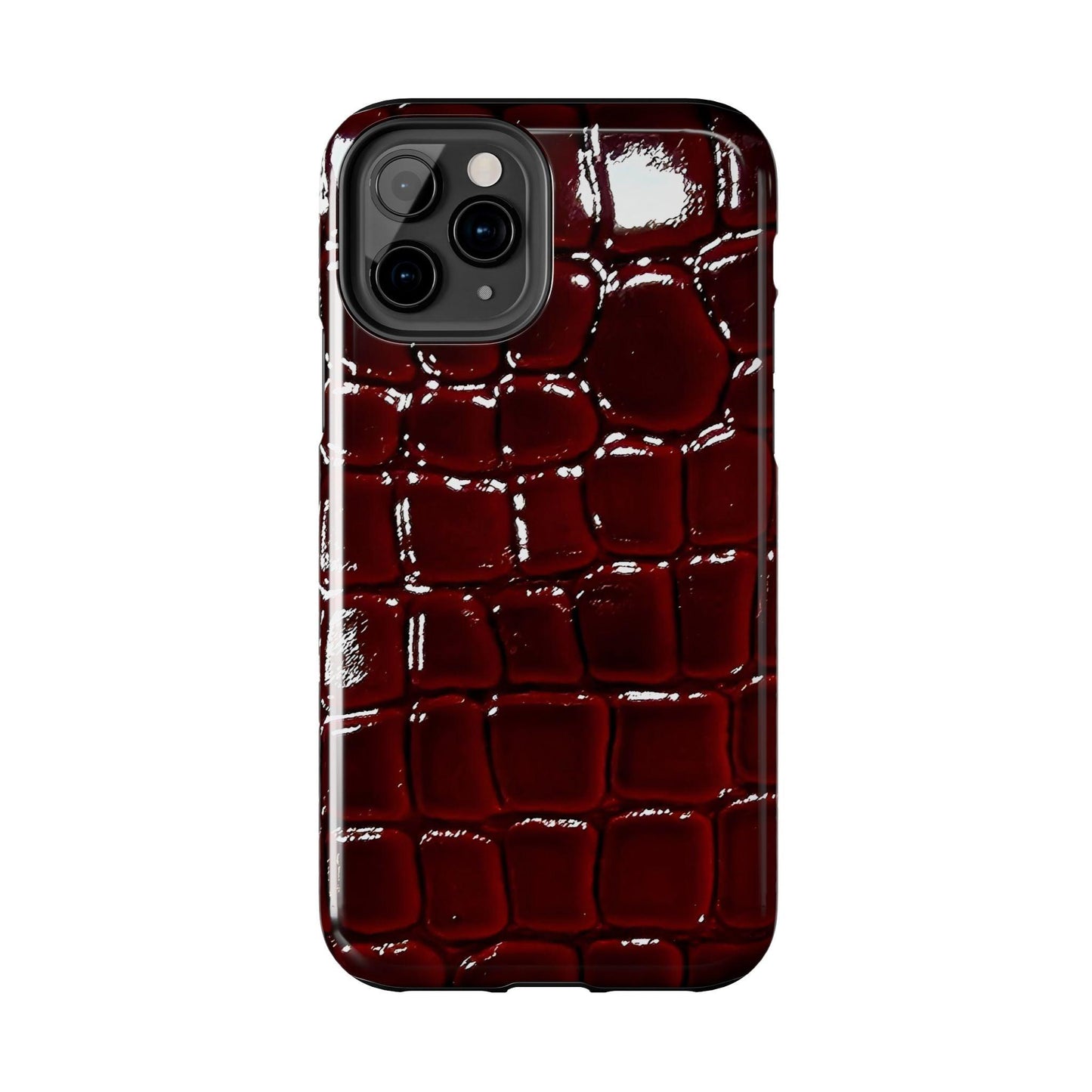 Croc Print Cherry Red Tough Phone Case – Luxe Protection with Bold Style