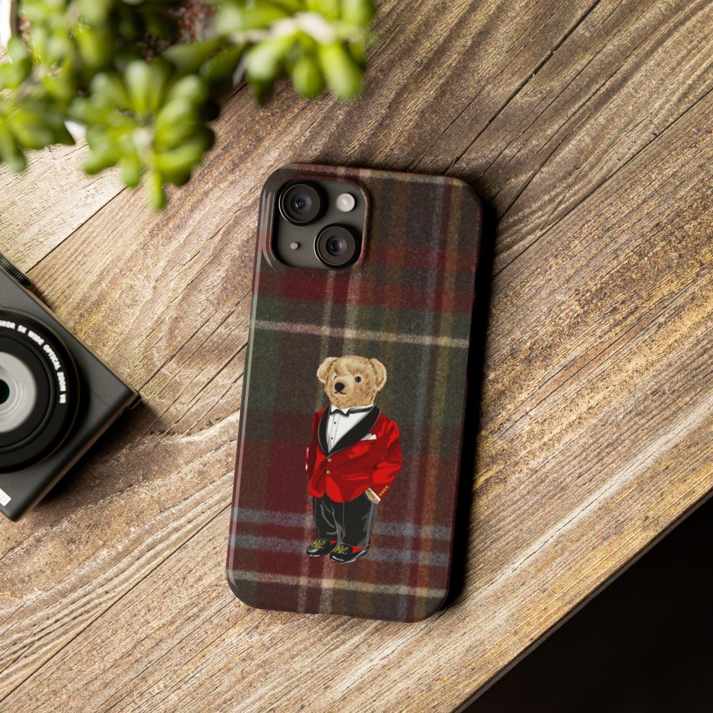 Dapper Bear Plaid Phone Case - Classic Tartan Polo Bear Design iPhone Cases