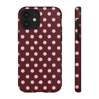 Burgundy Pink Polka Dot Phone Case
