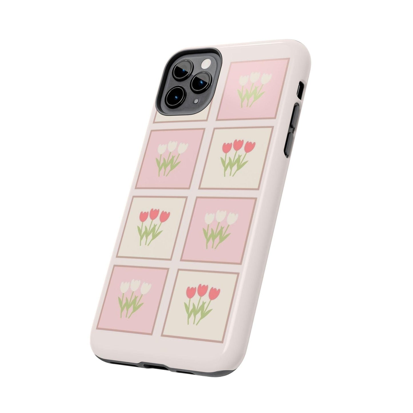 Floral Pastel Tulips Garden Tough iPhone Cases