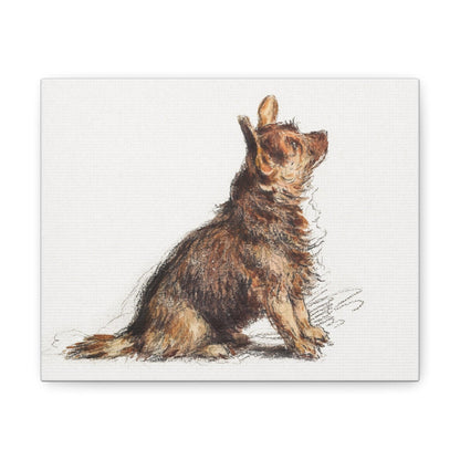 Sitting Terrier by William Henry Hunt - Canvas Gallery Wraps - Aesthetic watercolor