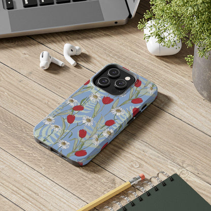 Blooms on Blue Tough iPhone Cases