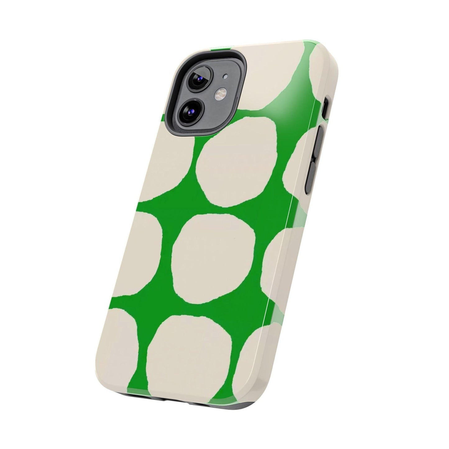 Green Scape with Beige Dots Tough iPhone Cases