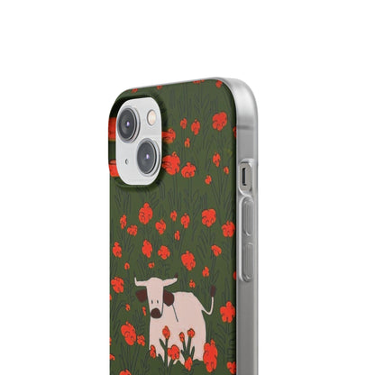 Cow in Flower Field - Flexi iPhone Cases