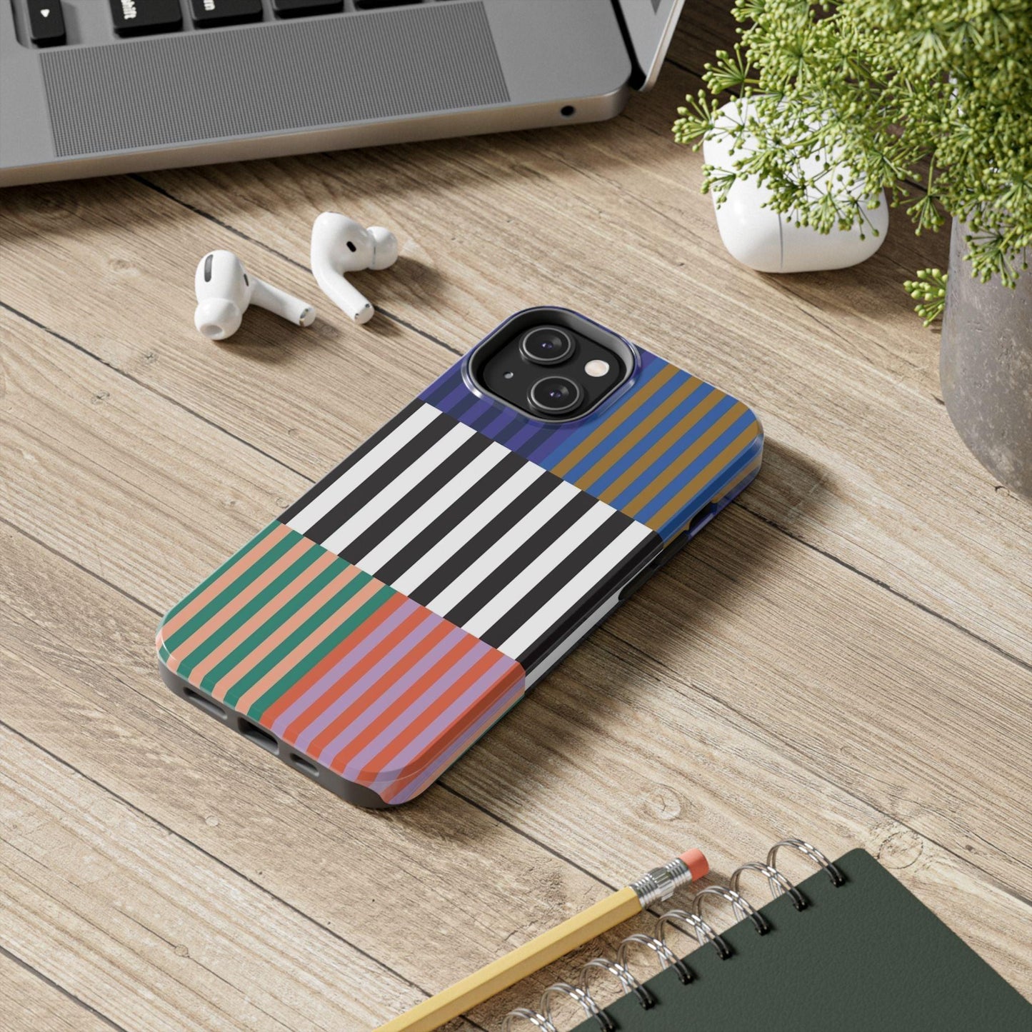 Striped Colorblock Symphony Tough iPhone Cases