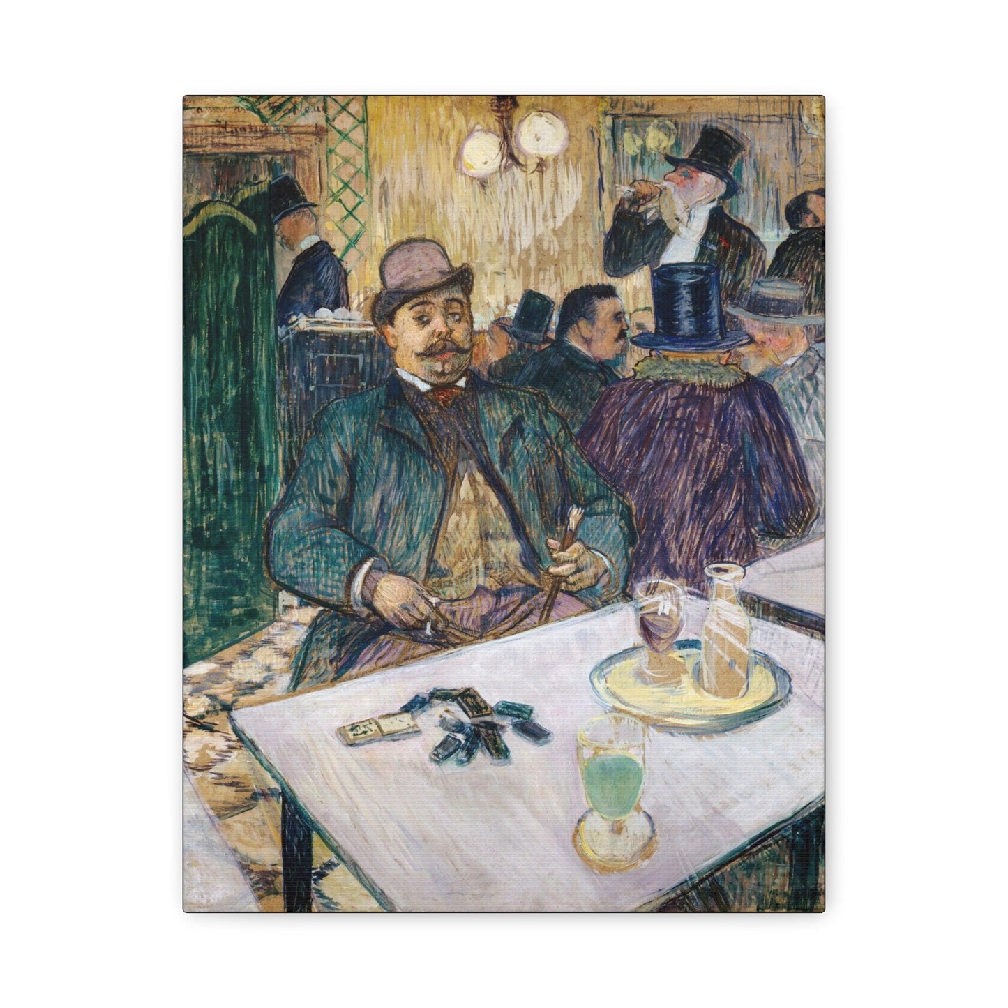 Monsieur Boileau at the Café (1893) painting in high resolution by Henri de Toulouse Lautrec - Matte Canvas, Stretched, 1.25"