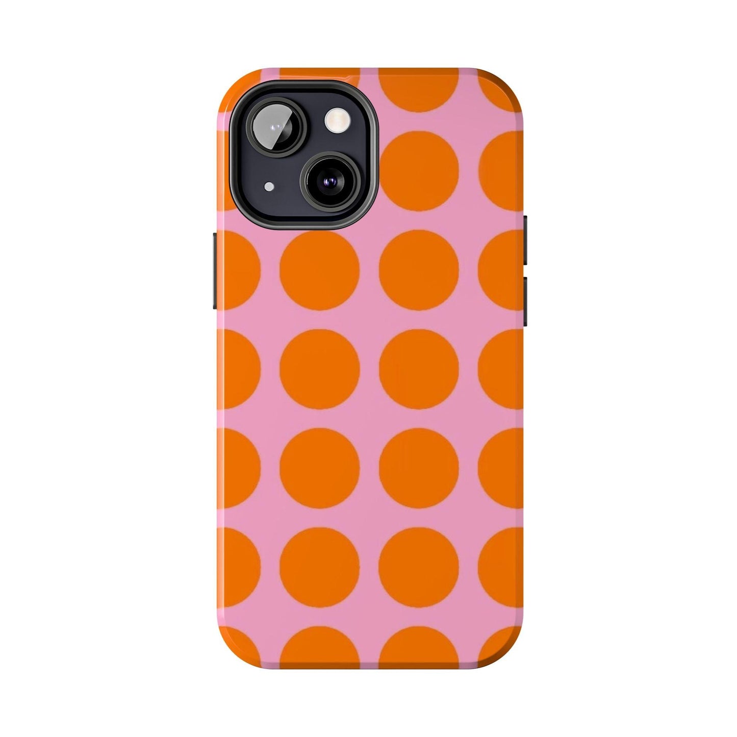 Orange Dots on Pink Tough Phone Cases