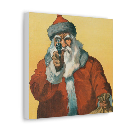 Hands up! Photomechanical Print Showing a Santa Claus Pointing a Handgun (1912) by Will Crawford - Canvas Gallery Wraps