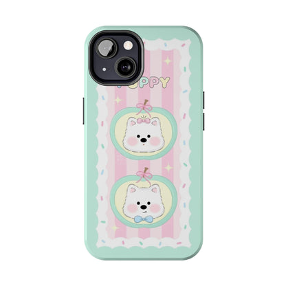 Cute Puppy Pink and Green Tough iPhone Cases