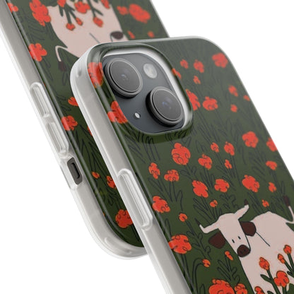 Cow in Flower Field - Flexi iPhone Cases