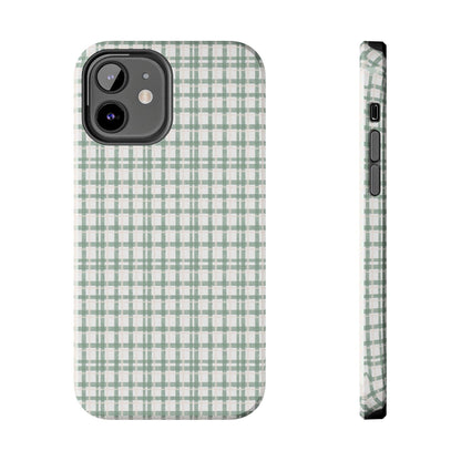 Vintage Sage Gingham Tough iPhone Cases