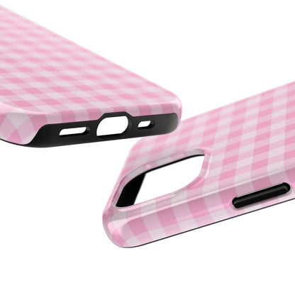 Pink Gingham Tough iPhone Cases