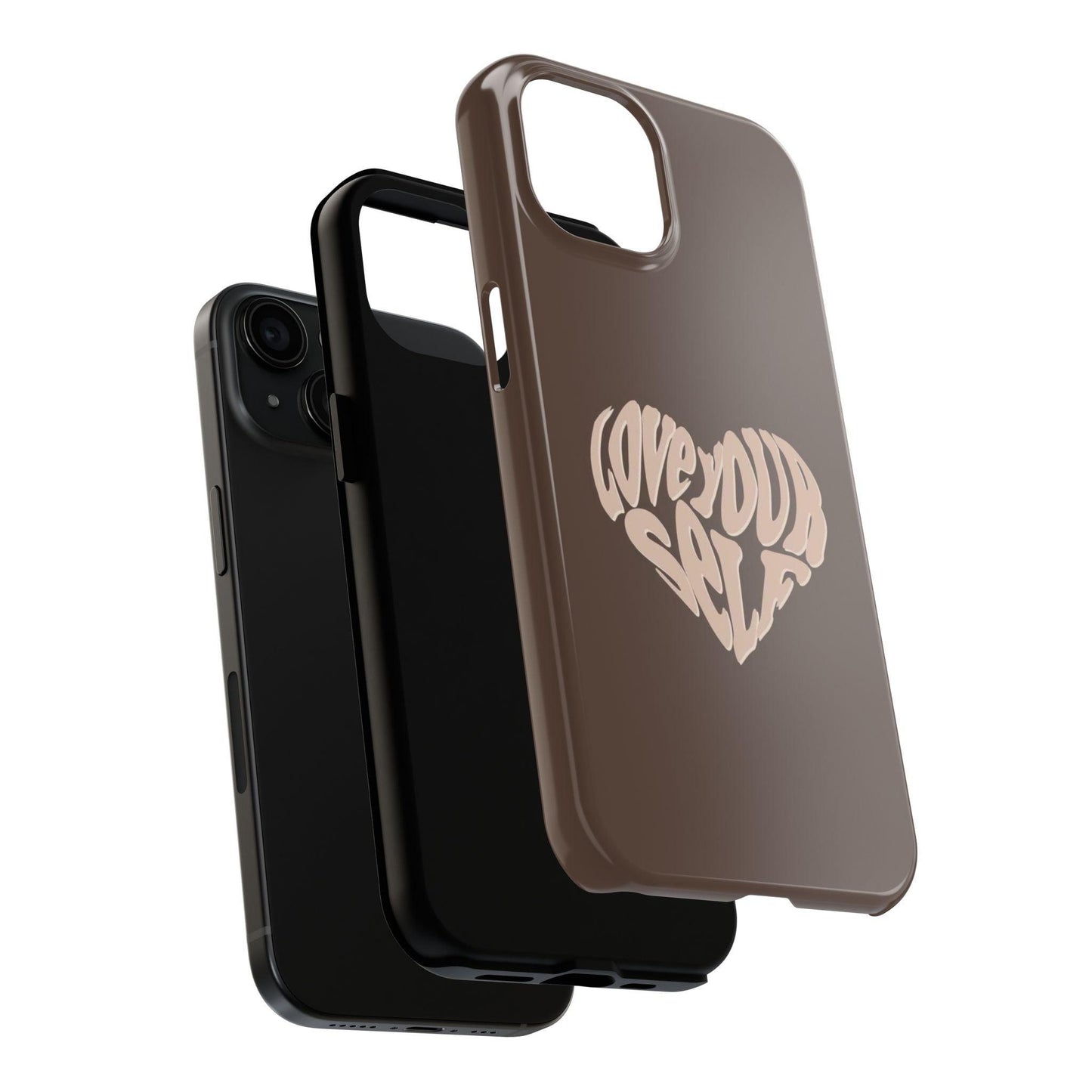 Love Your Self Tough iPhone Cases in Chocolate Brown