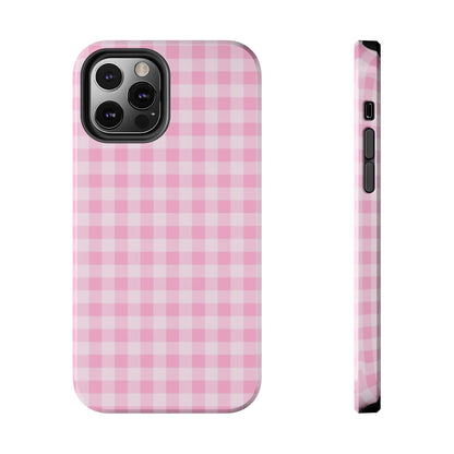 Pink Gingham Tough iPhone Cases