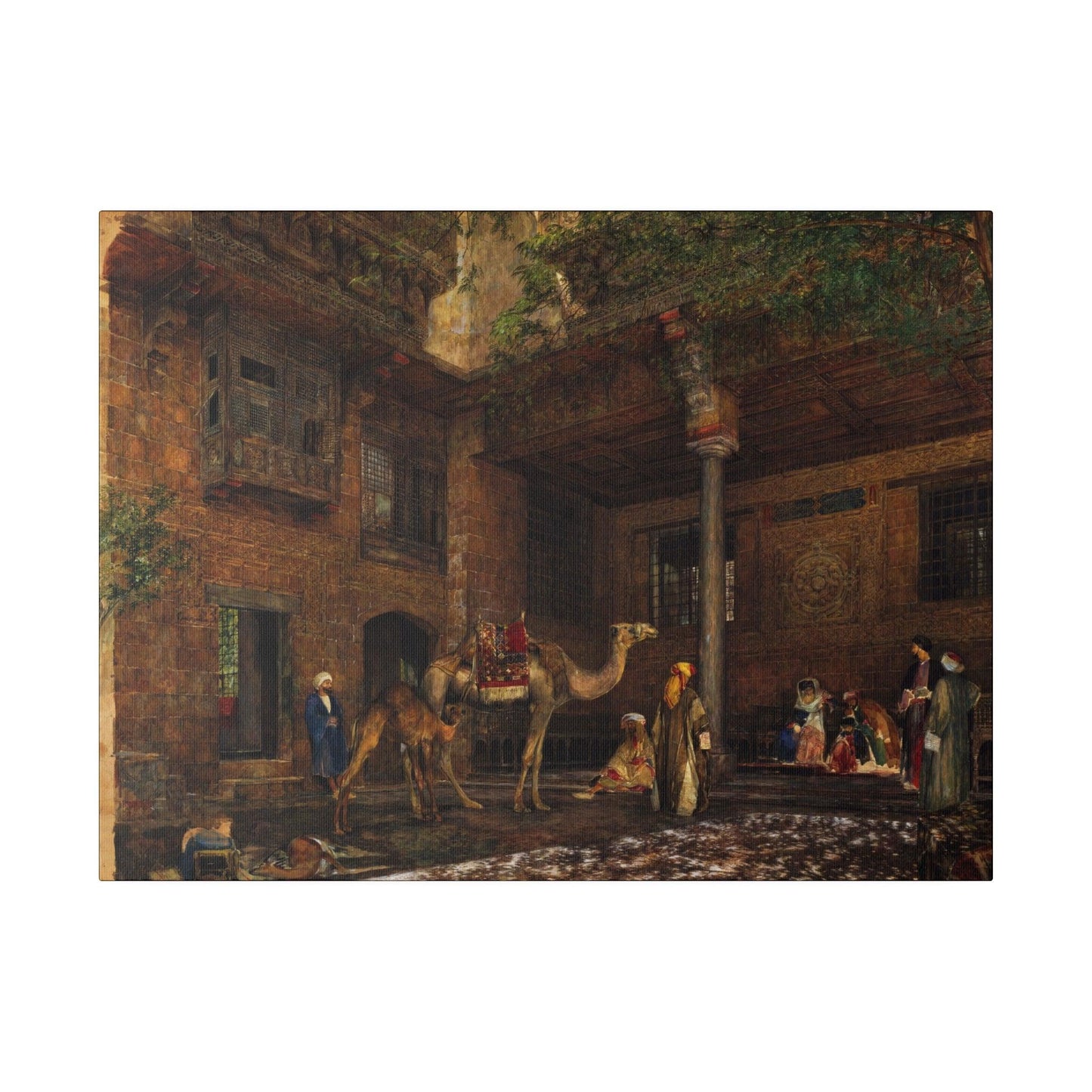 Courtyard of the Painter's House, Cairo (1850-1851) painting by John Frederick Lewis - Matte Canvas, Stretched, 0.75"