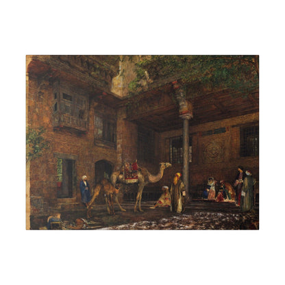 Courtyard of the Painter's House, Cairo (1850-1851) painting by John Frederick Lewis - Matte Canvas, Stretched, 0.75"