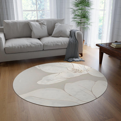 Floral Beige Round Rug in 60 x 60