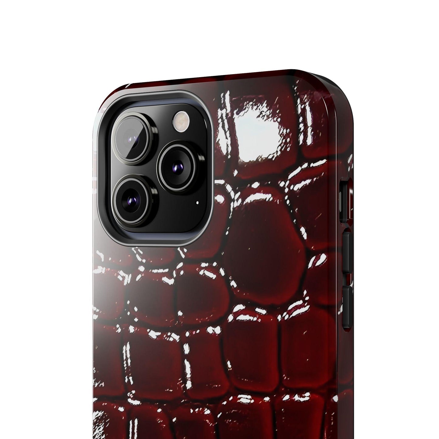 Croc Print Cherry Red Tough Phone Case – Luxe Protection with Bold Style