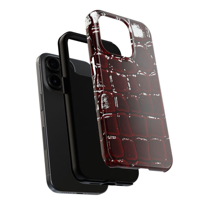 Croc Print Cherry Red Tough Phone Case – Luxe Protection with Bold Style